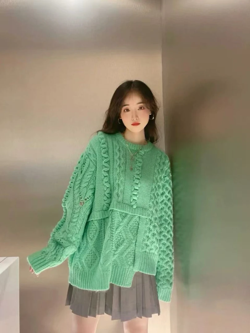 商场单!D家同款 高克重羊毛秋冬新款百搭圆领针织外穿毛衣女