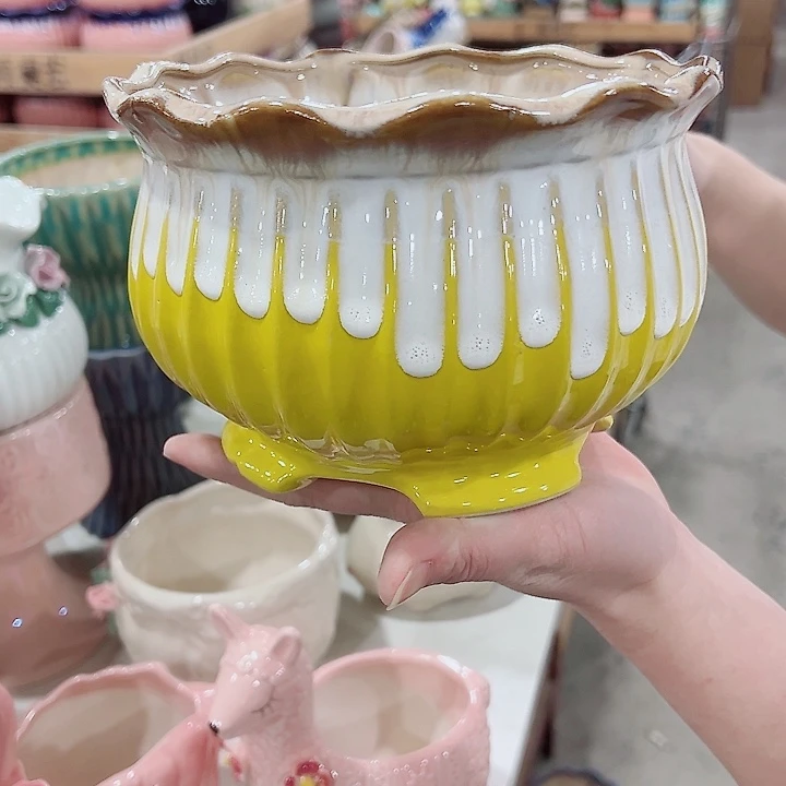 有孔，凑单福利满10元发货陶瓷多肉花盆！