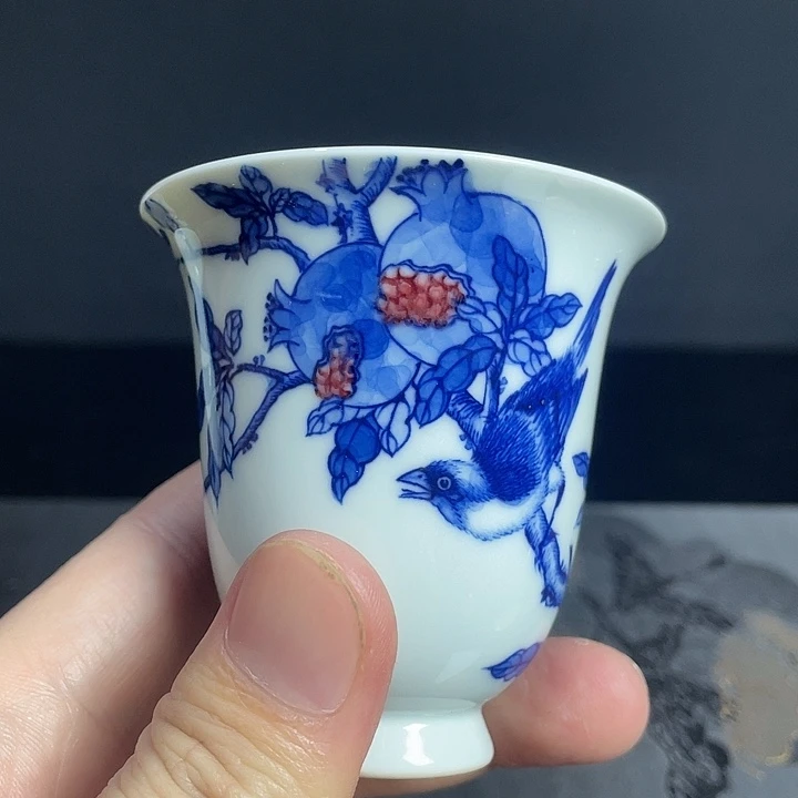 青花釉里红柴窑主人杯