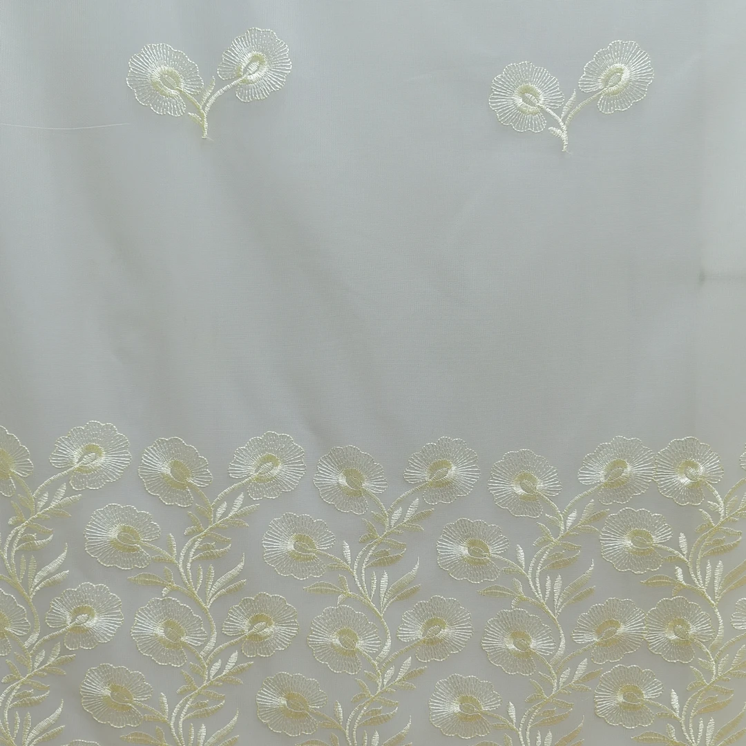 00869 窗帘纱挂钩款成品刺绣客厅阳台窗纱6米高2.7米免费对开