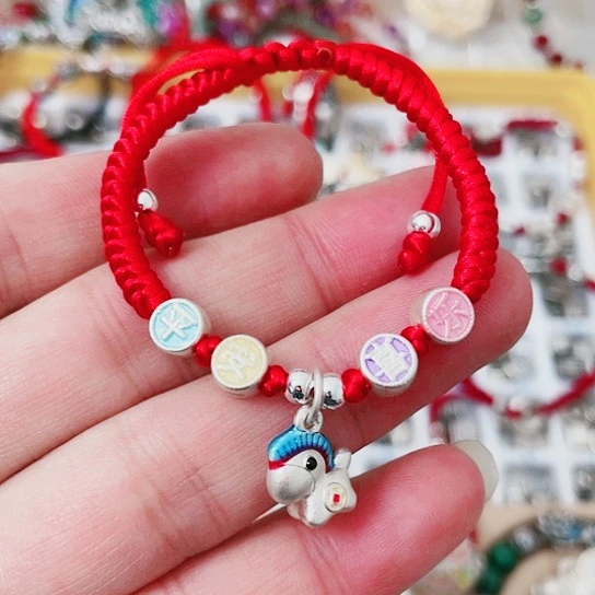 珐琅吊坠足银平安喜乐马