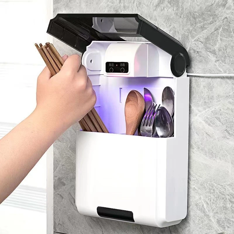 智能筷笼消毒带烘干免打孔筷子消毒烘干一体带盖置物菜板免洗刀具