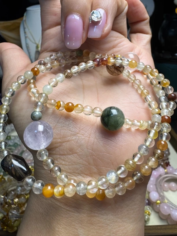 合金吊坠 久易水晶 绿发多宝三圈原创款4mm