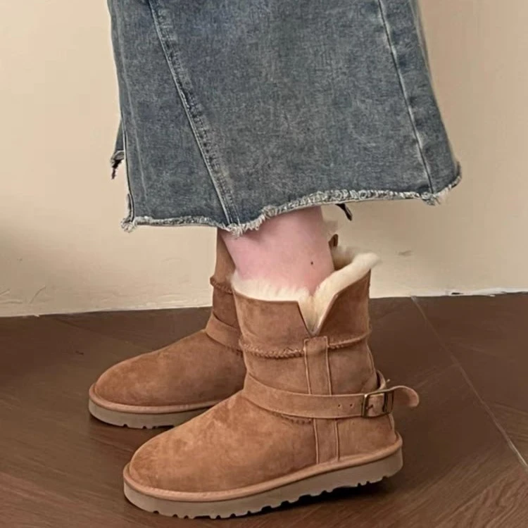 [骑士靴]冬季女士羊毛长筒时尚雪地靴