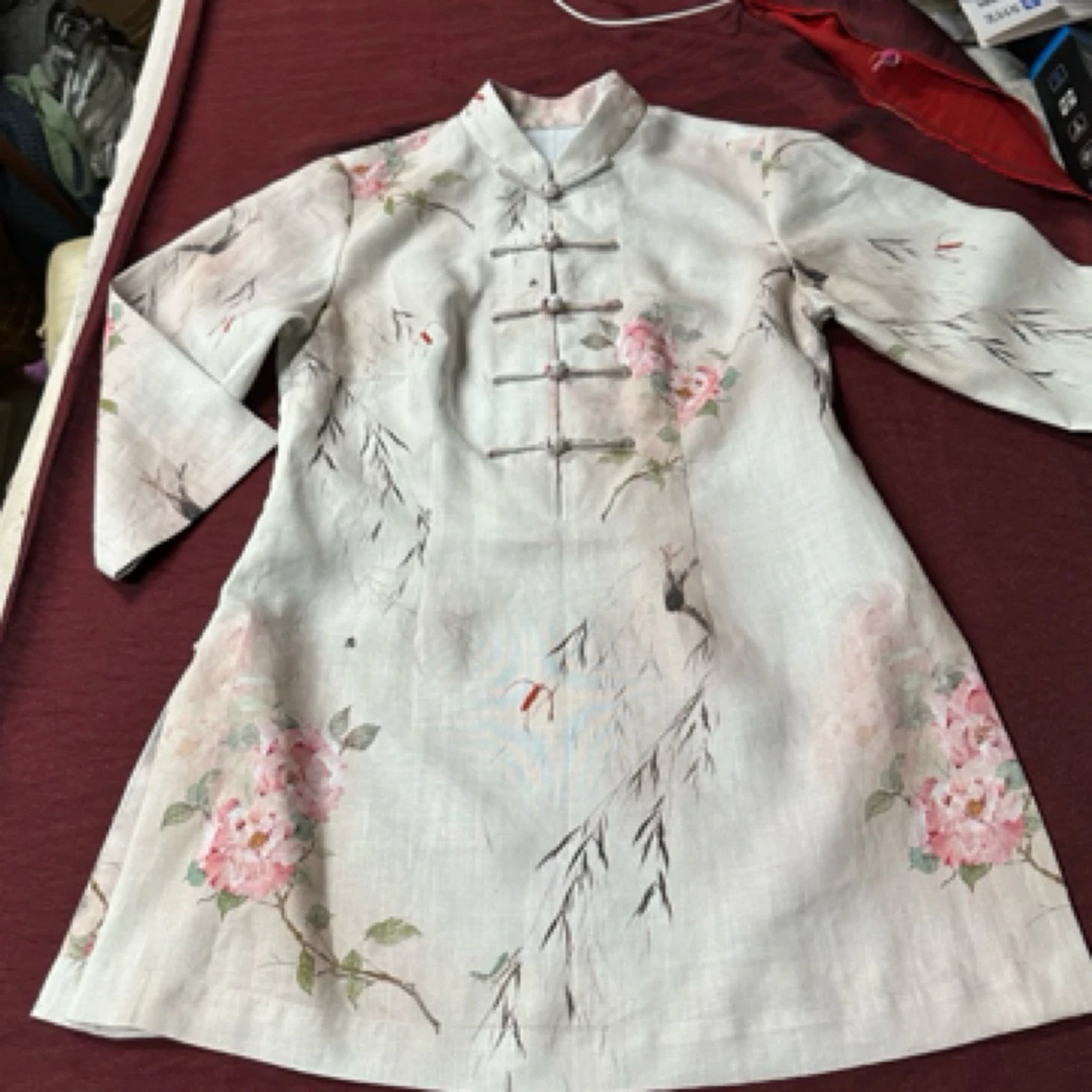 麻料中式上衣、手工制作、定制款、