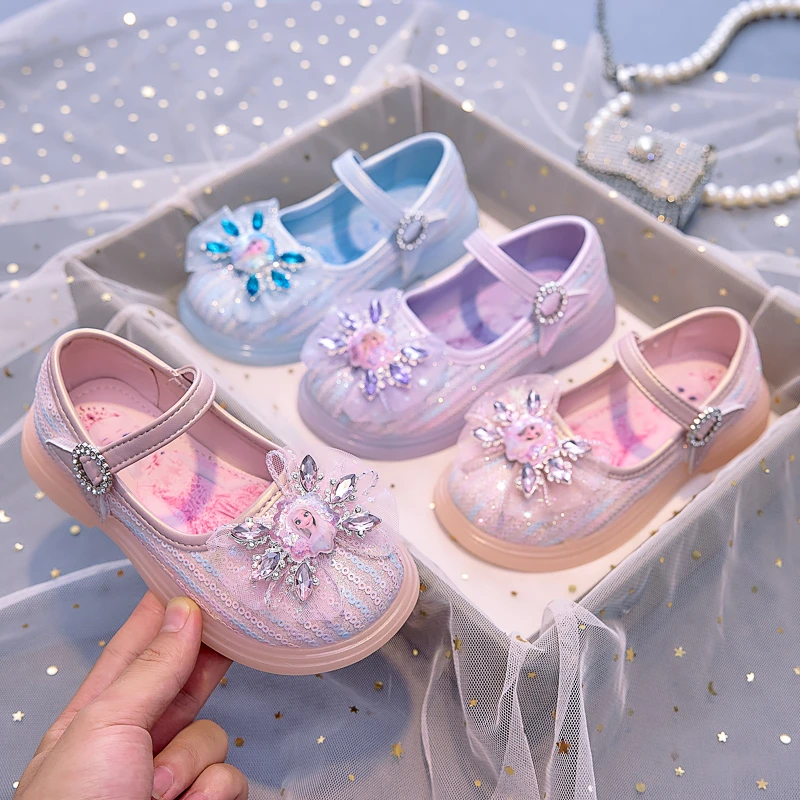 女童公主鞋2025秋季新款儿童小皮鞋洋气女孩水晶鞋软底宝宝鞋