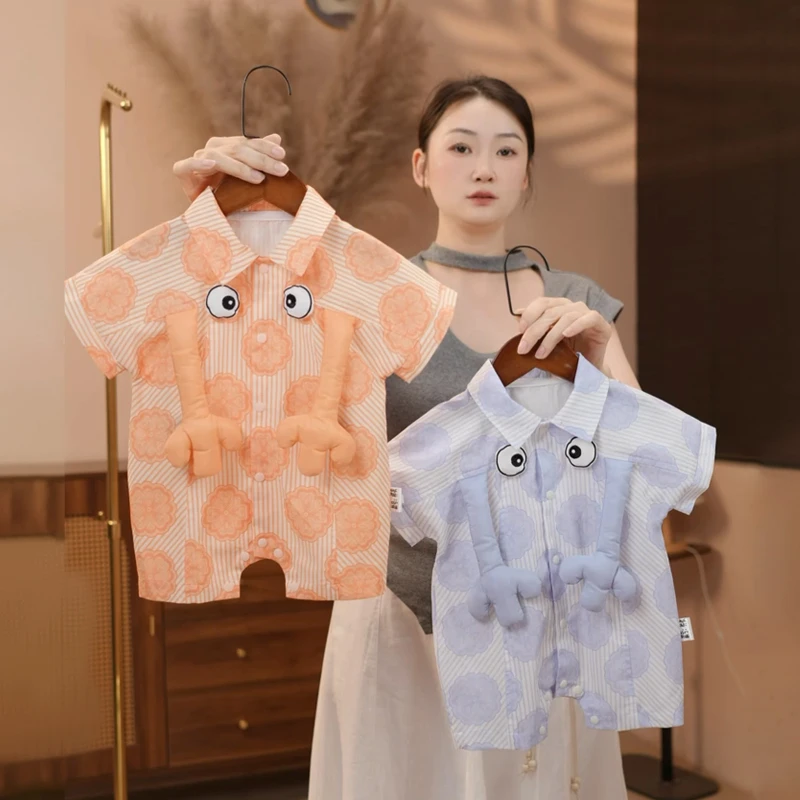 婴儿衣服夏季新款连体衣男女宝夏款棉质短袖外出哈衣薄款外套爬服