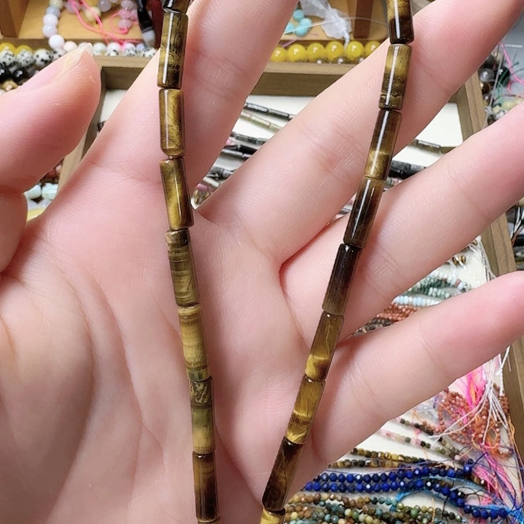 未镶嵌玛瑙/玉髓珠宝半成品虎眼卡4圆管一条