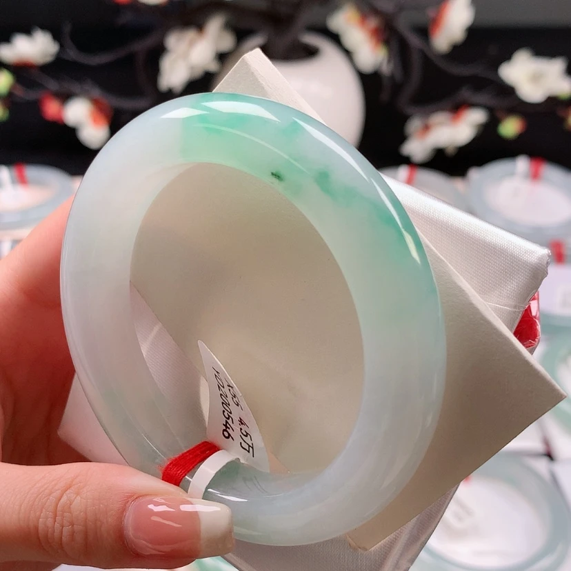 【闪购商品】未镶嵌手镯翡翠55阳绿糯冰正圈手镯