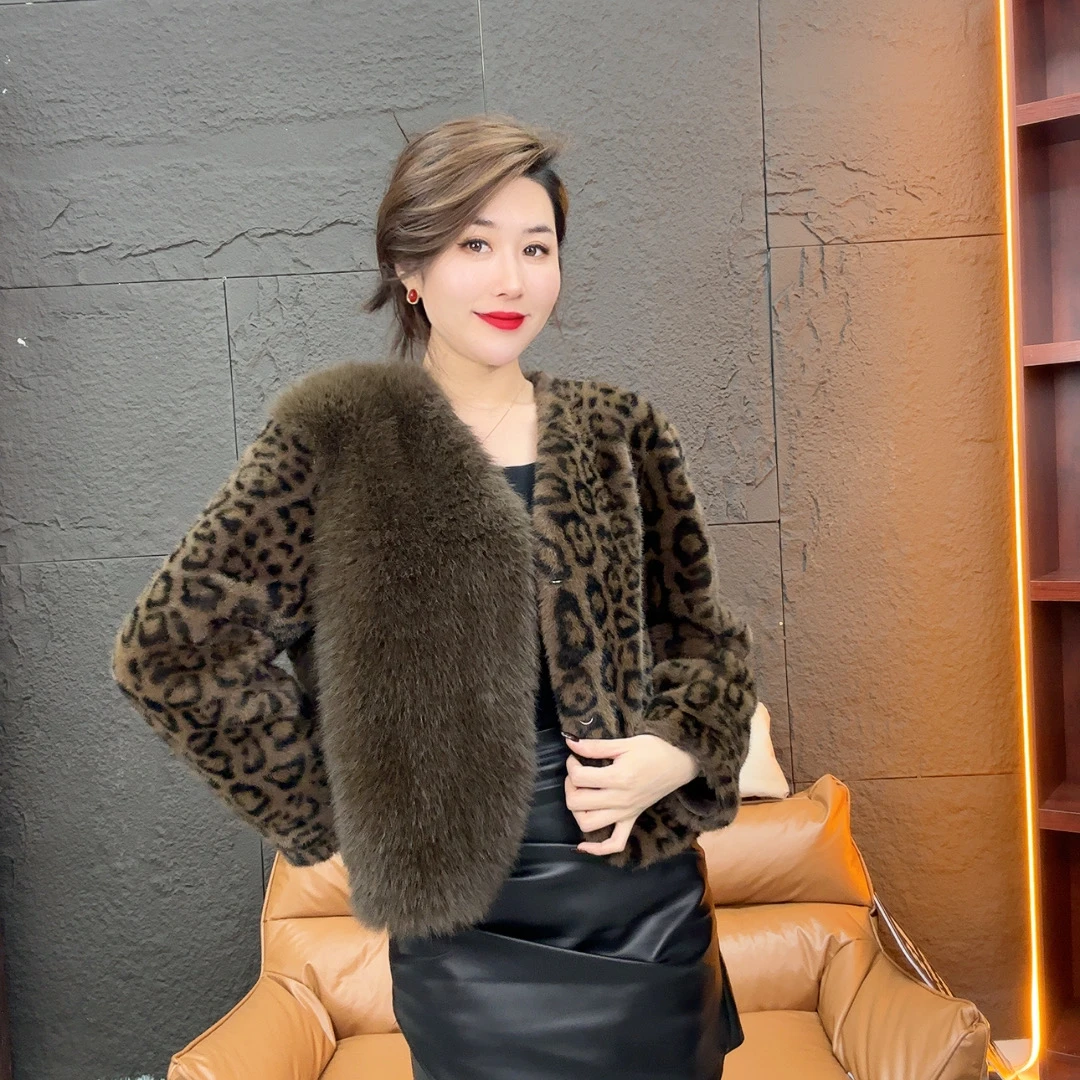 【大妮】秋冬新款轻奢豹纹短款女装外套气质