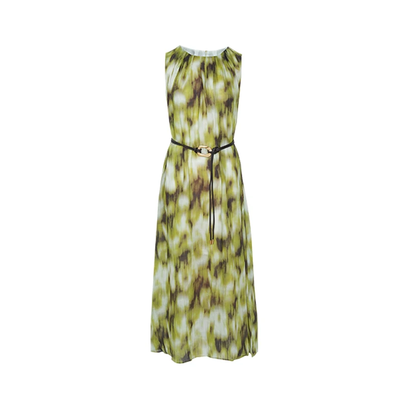 【小余专属】无袖显瘦印花气质法式扎染度假风连衣裙女装R5B92585