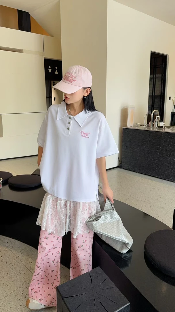 [处理]/夏季大码休闲时尚舒适简约polo领短袖女（126）