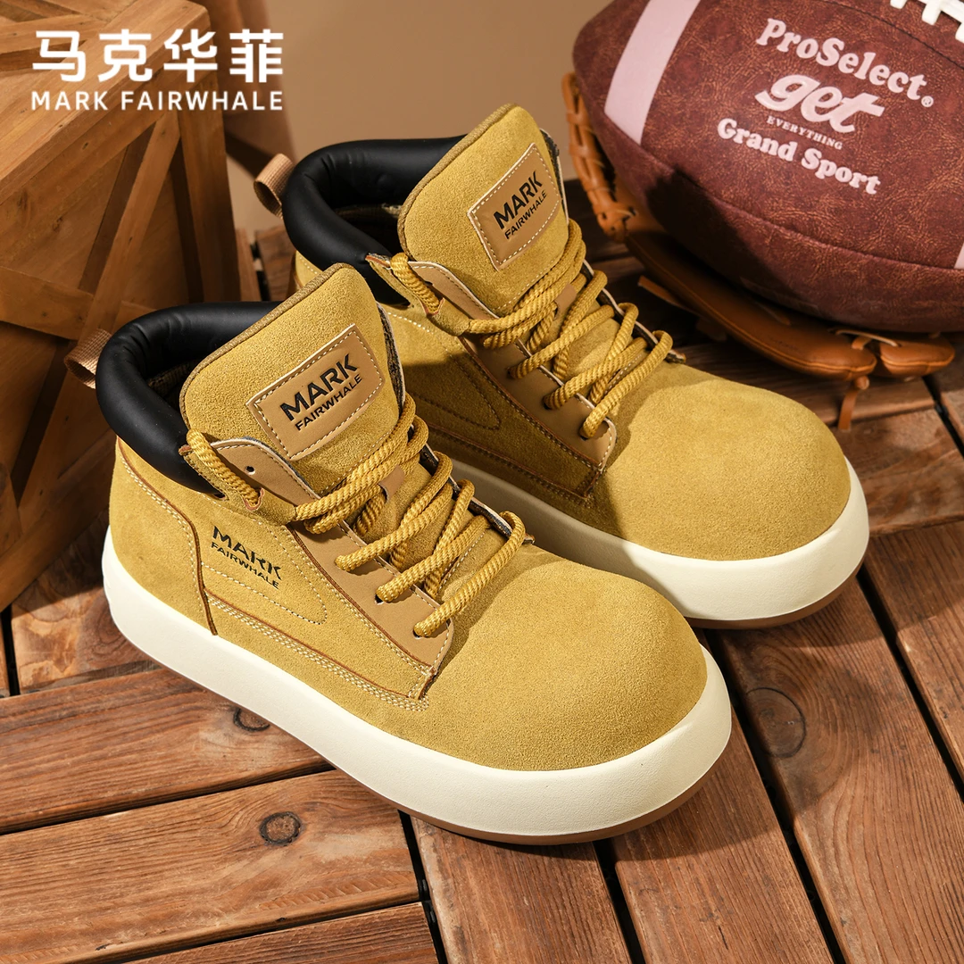 马克华菲马丁靴男款2025新款厚底工装靴大头大黄靴复古短靴子男靴