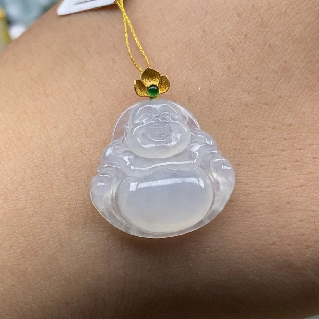 翡翠18K金镶嵌颈饰佛公