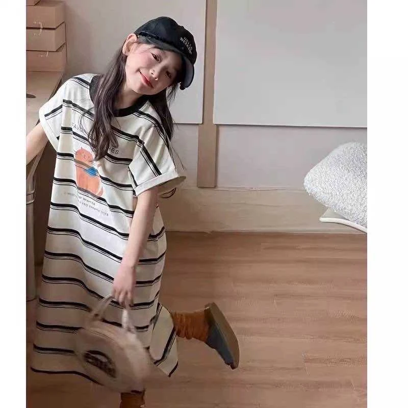 2025新款 【木莎】韩版宽松潮流休闲女童连衣裙  91175