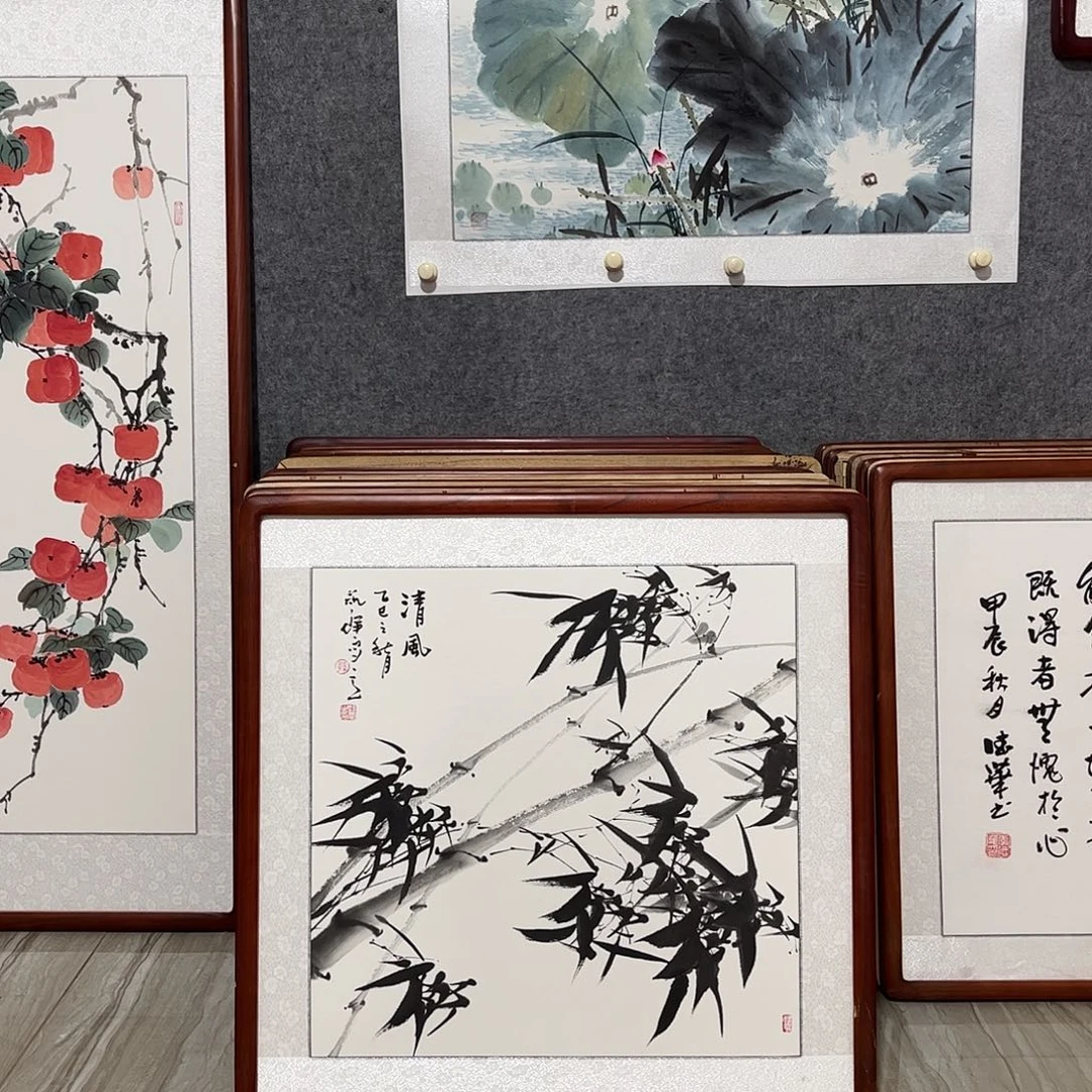 国画书画作品带框63×63