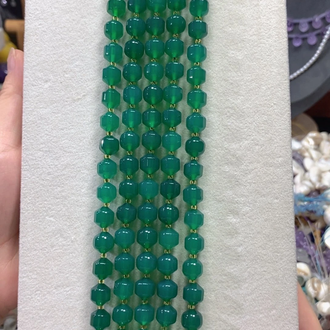 玛瑙/玉髓未镶嵌珠宝半成品绿玛瑙路路通一条卡10mm