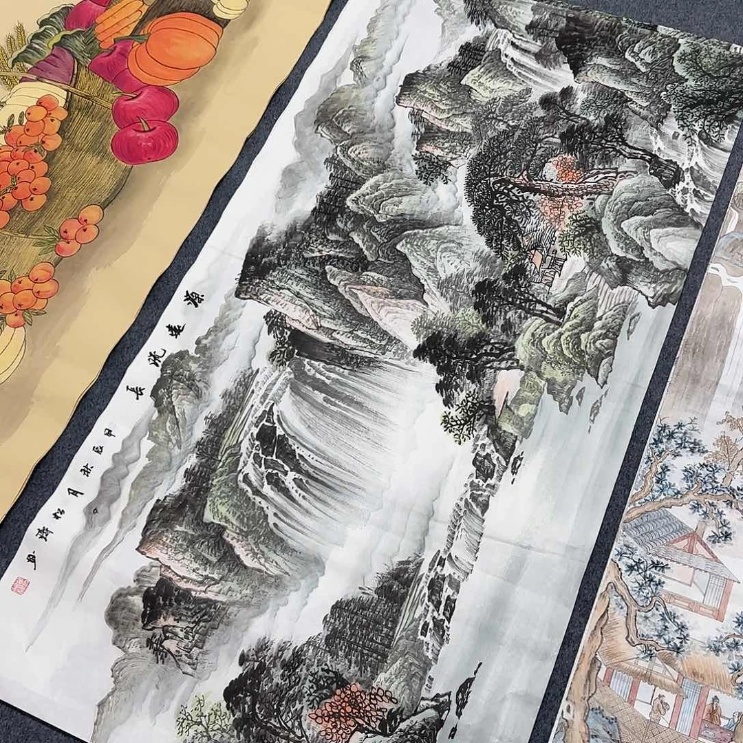 国画尺寸70X138手绘作品