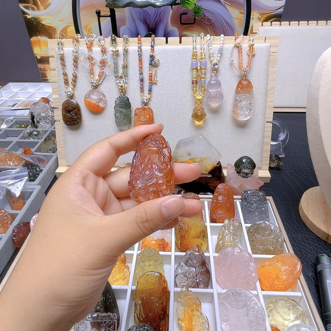 H***露银S925镶嵌紫晶颈饰吊坠项链腰链