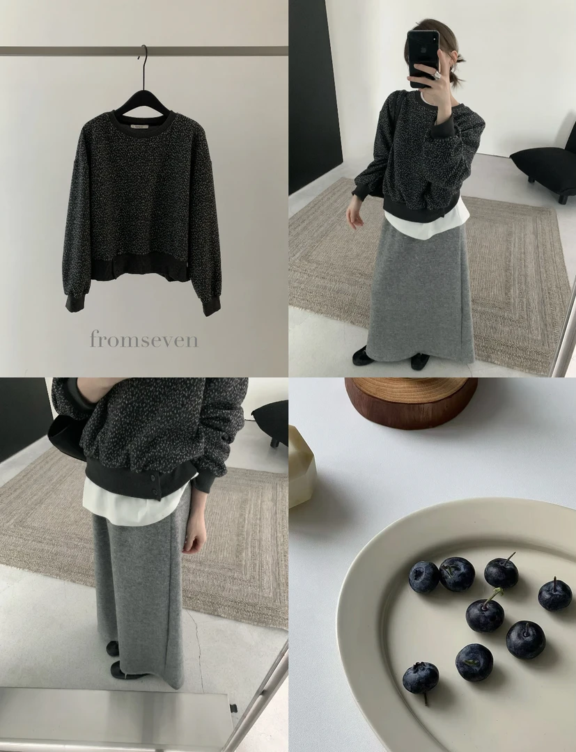 灰灰呀！A768 繁星闪烁 韩系设计小碎花复古百搭宽松圆领套头卫衣