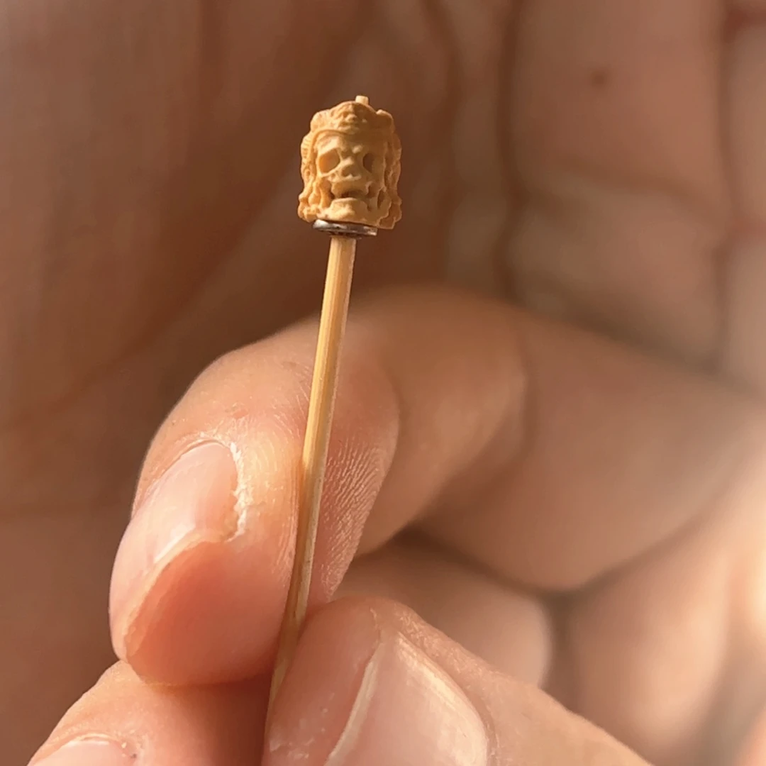 木骷髅将军雕刻单颗