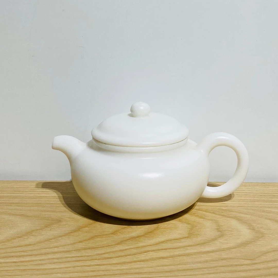 吾游茶器羊脂玉瓷素烧泡茶壶