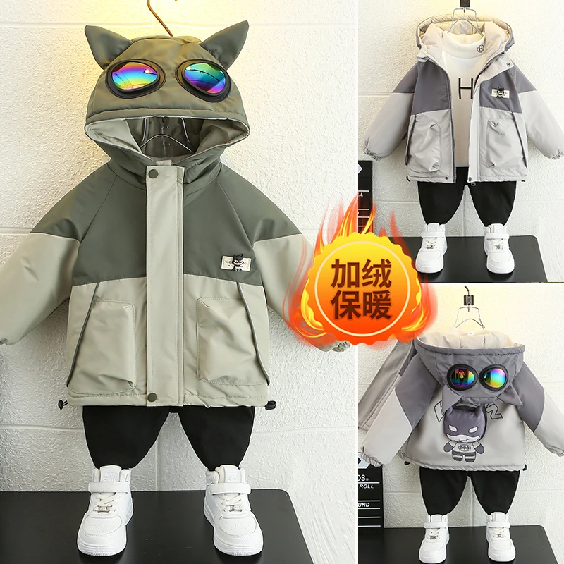 男童加绒加厚外套冬装2025新款儿童冬季棉服小男孩宝宝保暖派克服