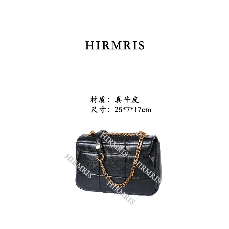 HIRMRIS手工真皮包550578-黑 方格阳黑色