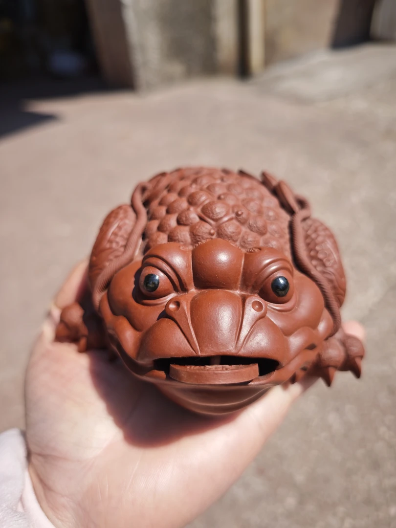 紫砂茶宠传统三足招财七星金蟾精品摆件