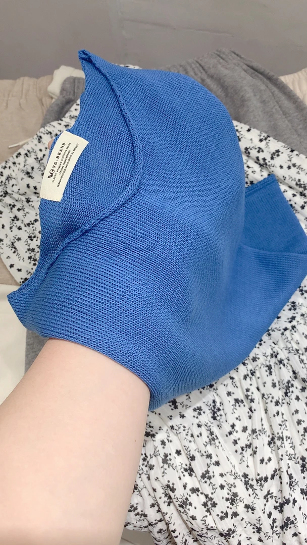 宝衣家 克莱因蓝 云朵天丝亚麻和纸纱短袖