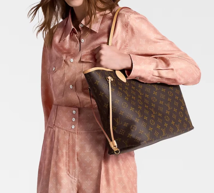 LouisVuitton/路易威登 玫红中号+子袋 neverfull/托特包/修复品