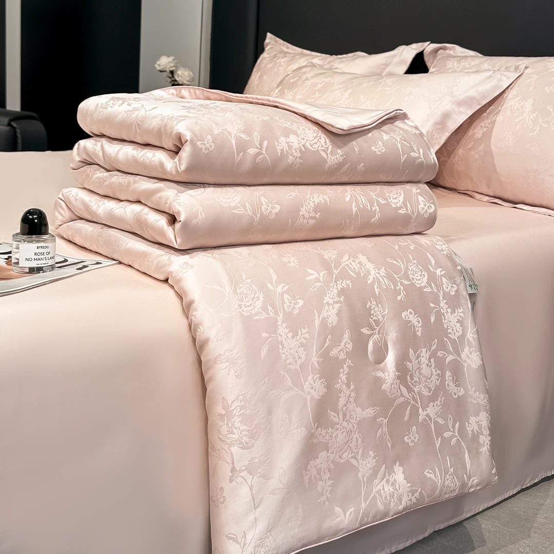 水星高端家纺轻奢100支天丝夏凉被四件套夏季可机洗冰丝薄被凉感