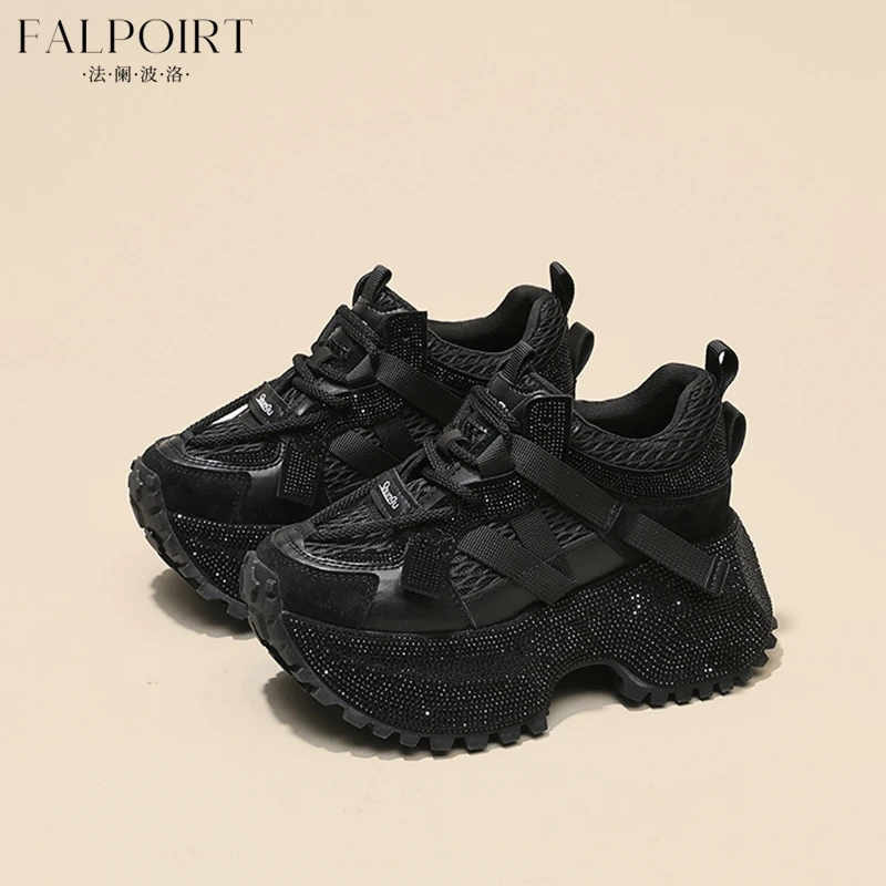 FALPOIRT满天星水钻老爹鞋女2025秋季新款厚底内增高时尚休闲潮鞋