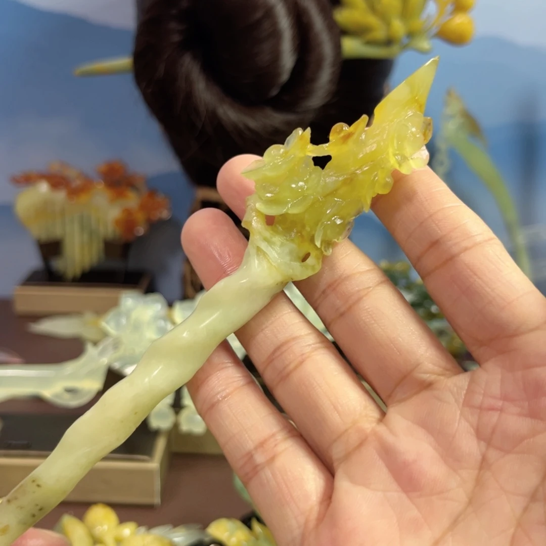 蛇纹石玉发饰合金