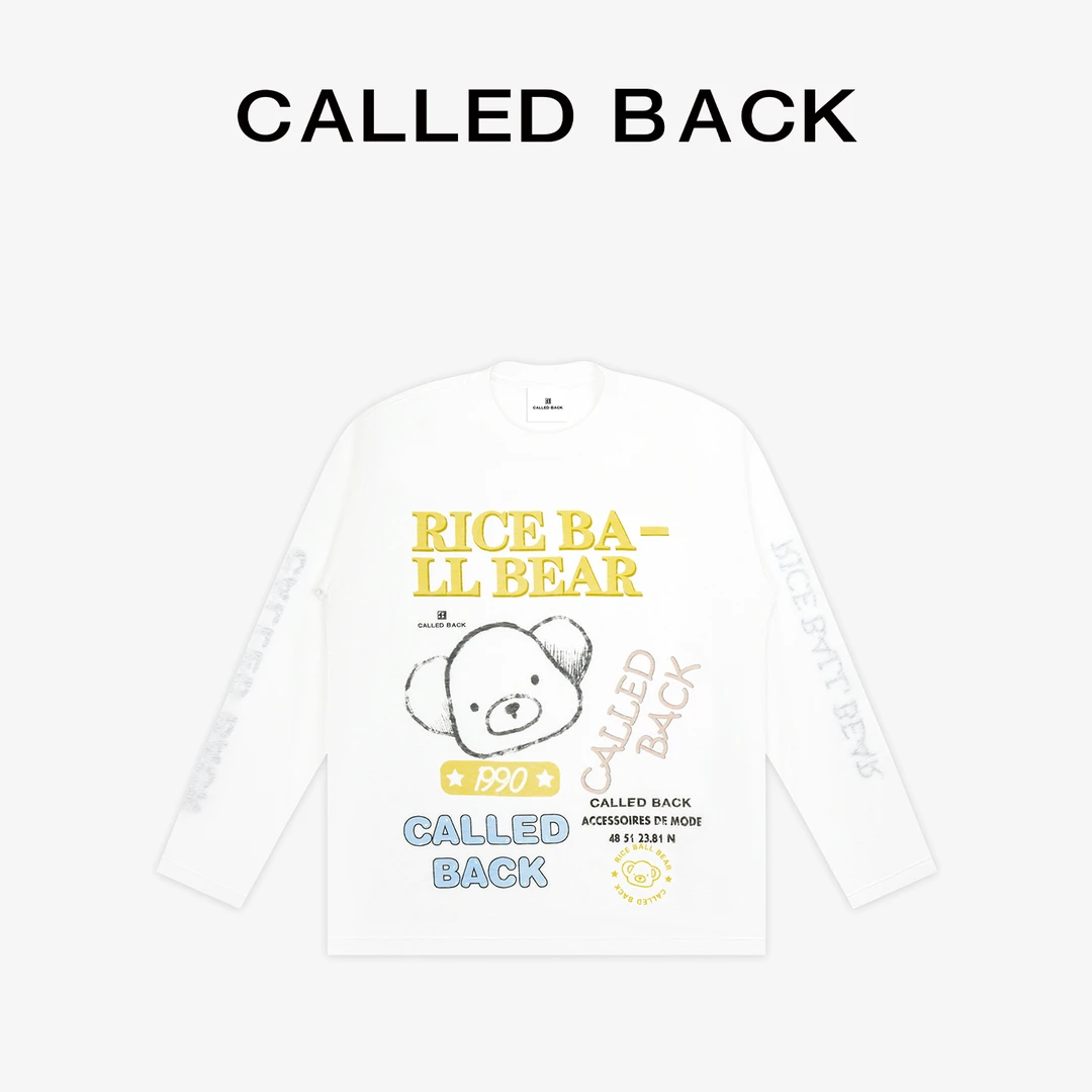 CALLED BACK秋季新款趣味饭团熊轻盈薄款打底衫长袖上衣女