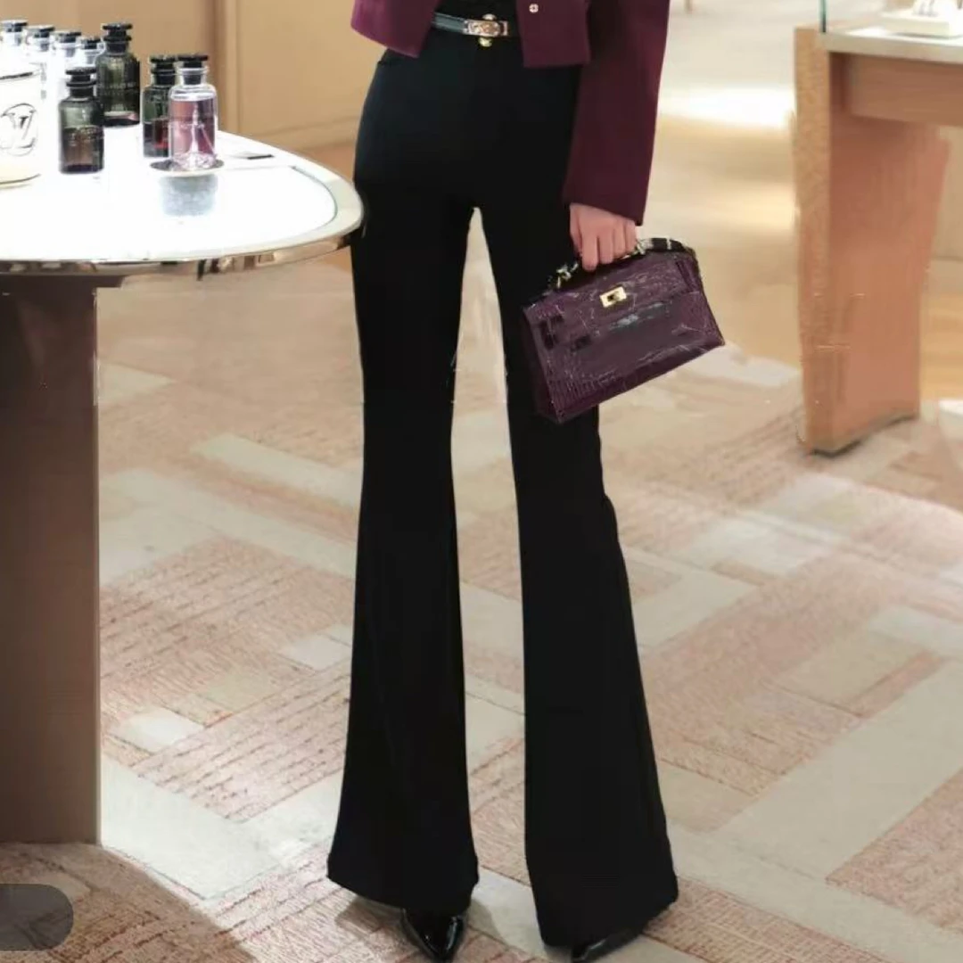 淑雅阁服饰   高腰高弹休闲裤修身黑色性感风牛仔裤89283