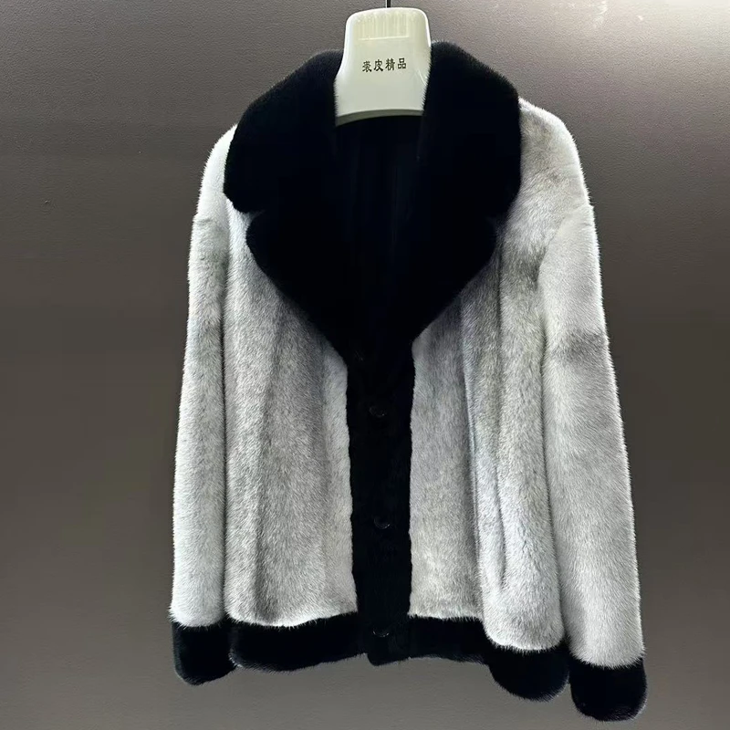 进口十字貂男士貂皮大衣整貂水貂皮草外套西装款年轻时尚潮款保暖