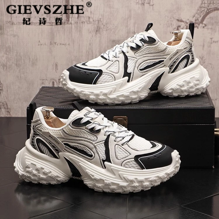 GIEVSZHE/纪诗哲老爹鞋男厚底网面休闲鞋百搭拼色轮拼色增高厚底