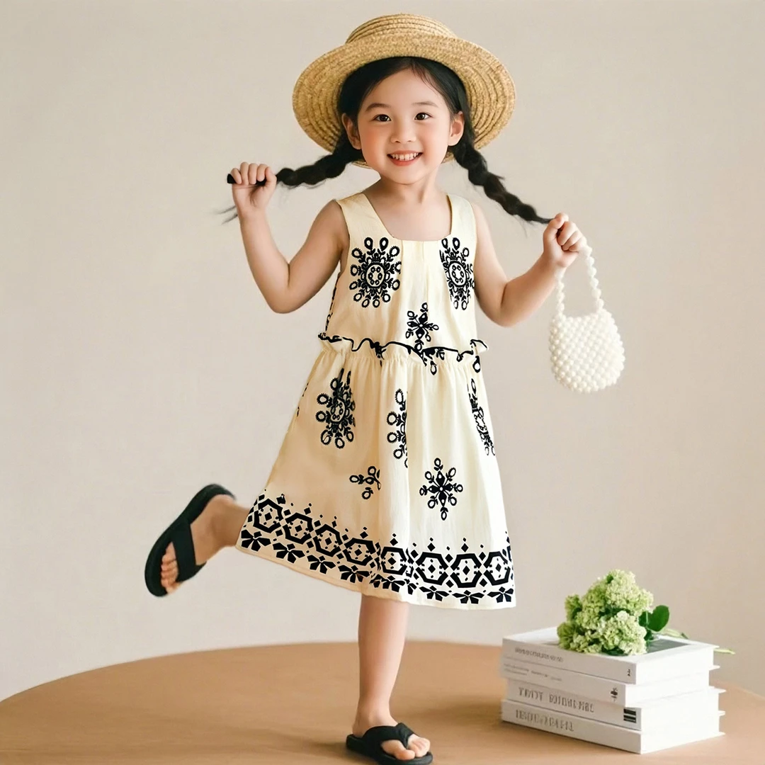 宝宝夏季连衣裙2025新款儿童吊带公主裙洋气度假风裙子碎花连衣裙