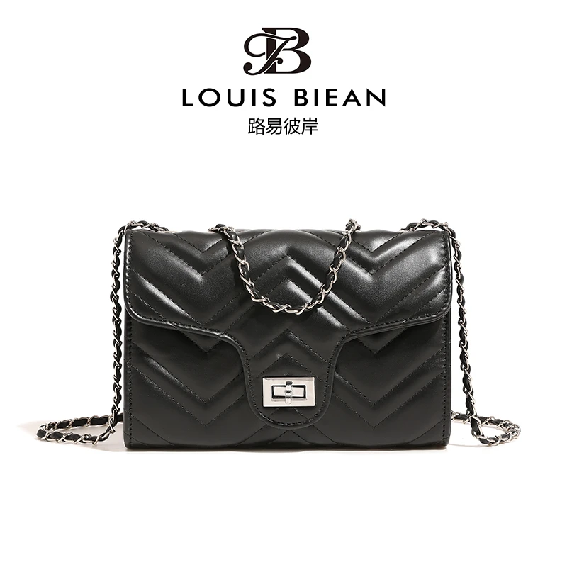 小香风菱格链条小包新款小众高级质感黑色百搭斜挎包8058黑