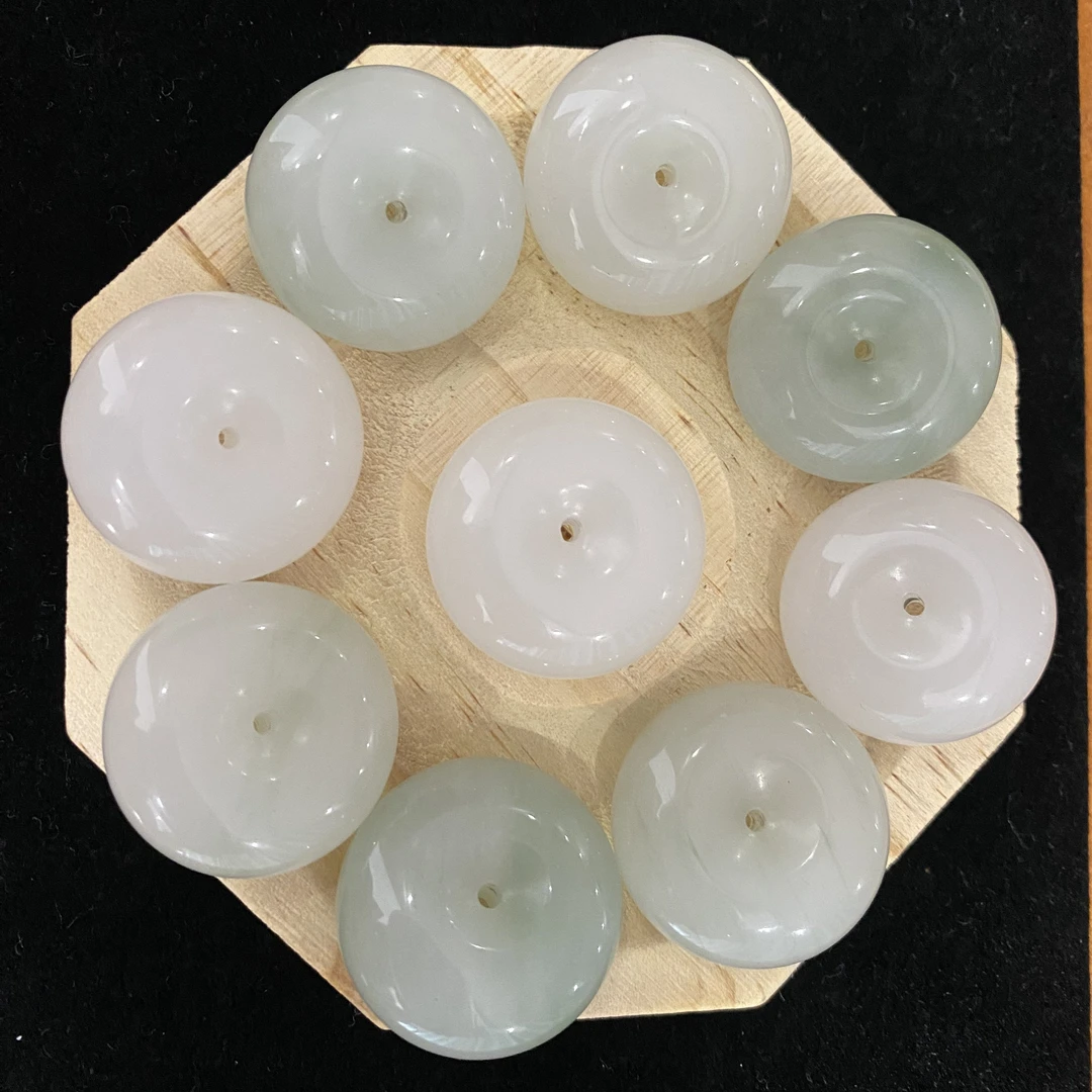 纯天然天山翠飘翠大平安扣毛衣链吊坠