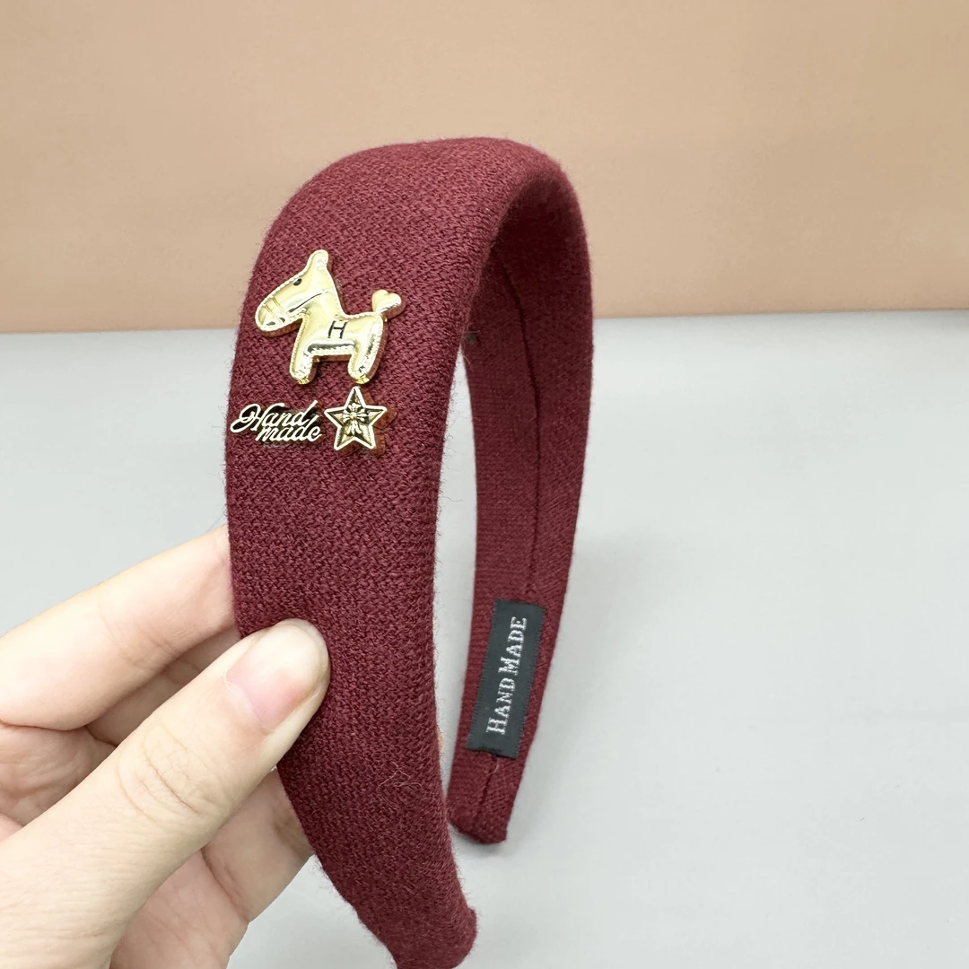 L067夕洛红色小马发箍日韩极简风休闲风复古港风女发箍气质