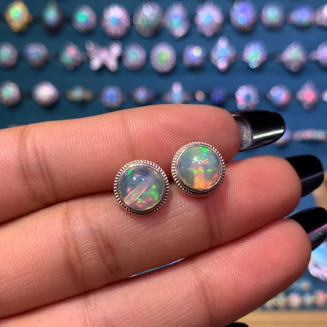 欧泊银S925镶嵌耳饰