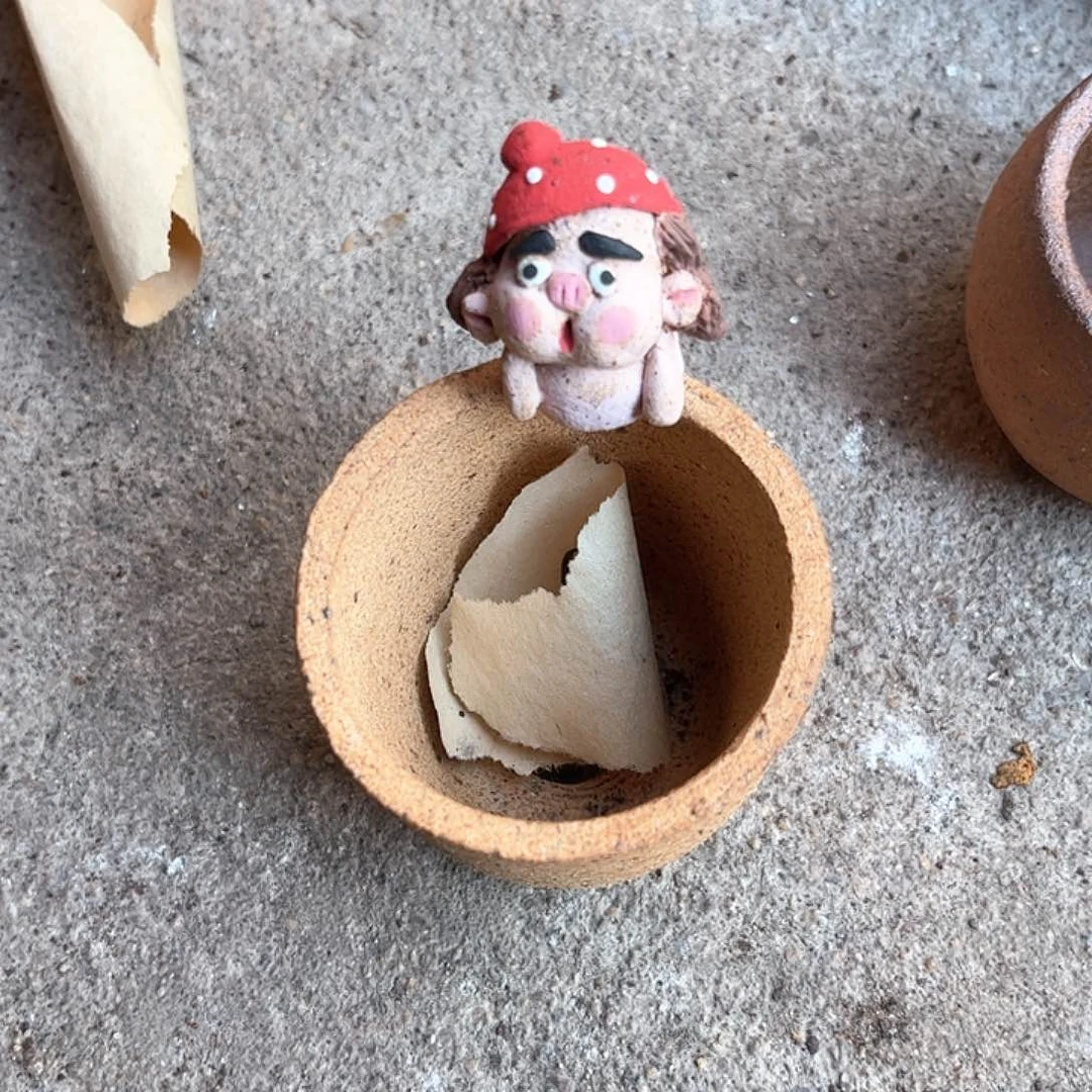 泥塑古镇炻陶花盆