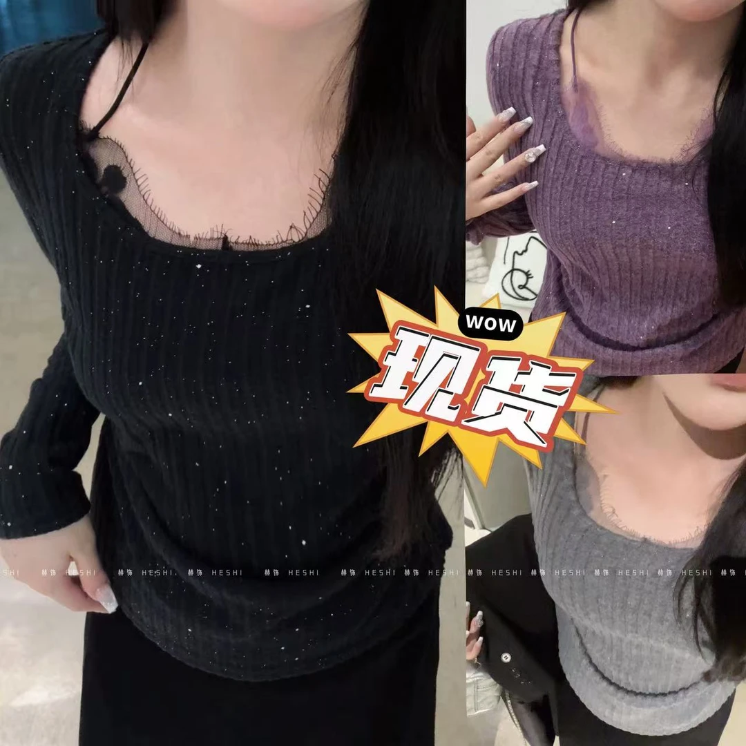 现货【嘎嘎】大码胖MM2025冬季微胖显瘦遮肉气质磨毛闪片上衣11011D