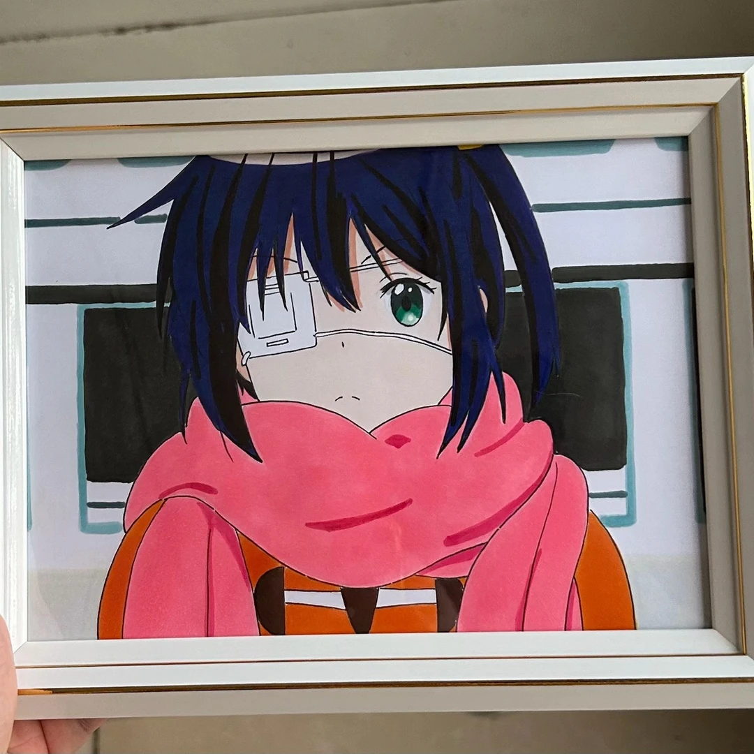 马克笔手绘六花 八寸送框包邮 可摆