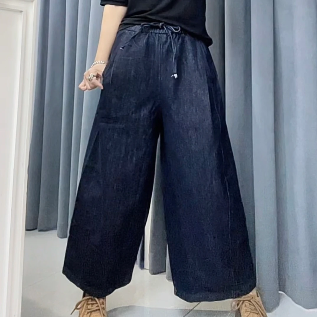 牛仔宽松休闲文艺拼接裙裤原制原味设计
