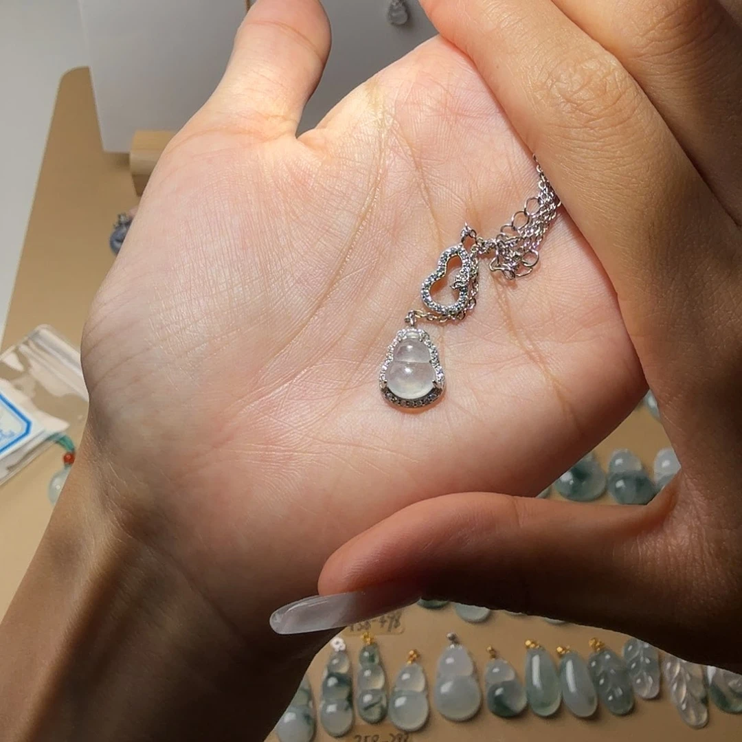 翡翠银S925镶嵌吊坠(不含链)半*