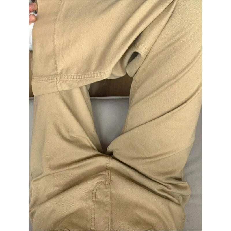 美式复古阔腿牛仔裤女2025新款秋季卡其色高腰宽松显瘦垂感休闲裤