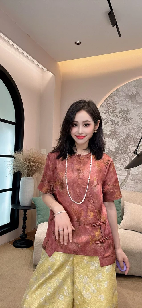 【禾禾家】“露华浓”新中式国风高端气质女士香云纱 半袖上衣26923-3